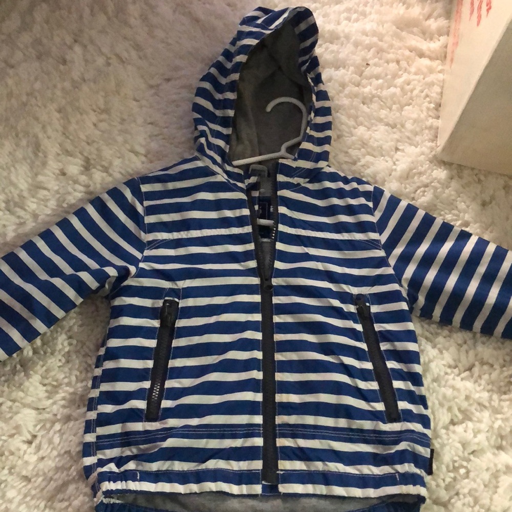 Blue and white striped light jacket